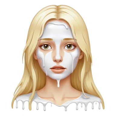 dripping white paint from face long blonde hair woman sticker