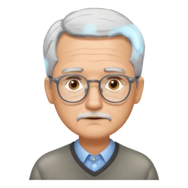 Grey haired man with glasses pondering  sticker