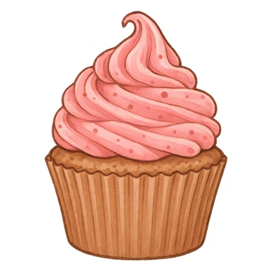 pink cupcake, digital illustration, no background sticker