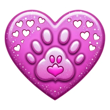 heart with a paw print and sparkles sticker