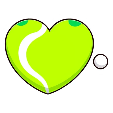 heart shape made with tennis ball material, green fuzzy felt with white curved lines sticker