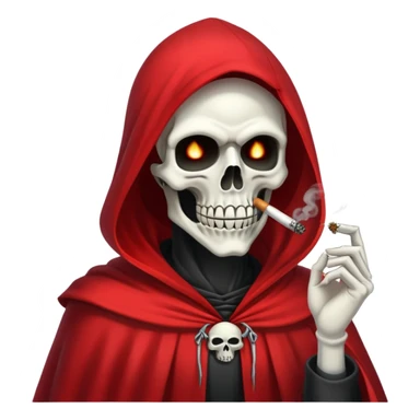 grim reaper in red cape smoking weed with loads of smoke sticker