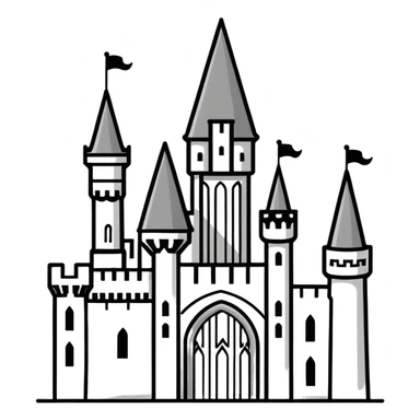 Hogwarts castle and magic wand sticker