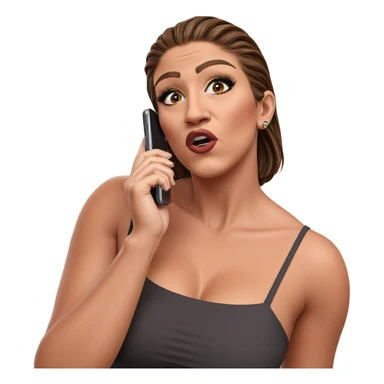 girl with brown hair and phone sticker