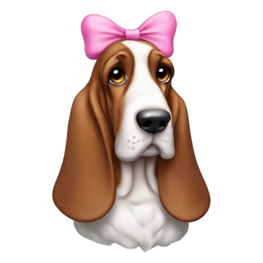 Basset hound with a pink bow on its head sticker