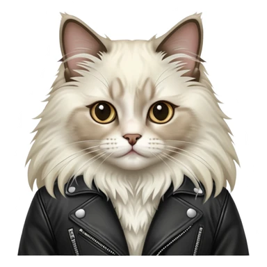 Ragdoll cat wearing a leather jacket  sticker