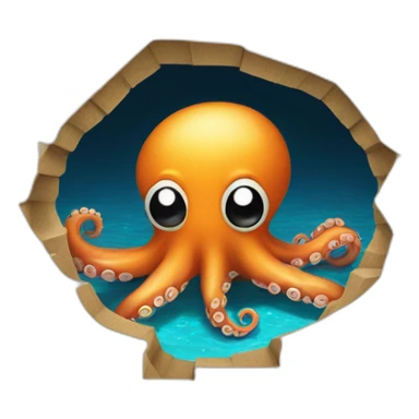 octopus into a hole sticker