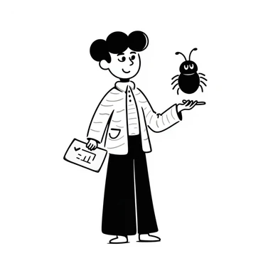 professional QA engineer character holding a clipboard and a bug icon sticker