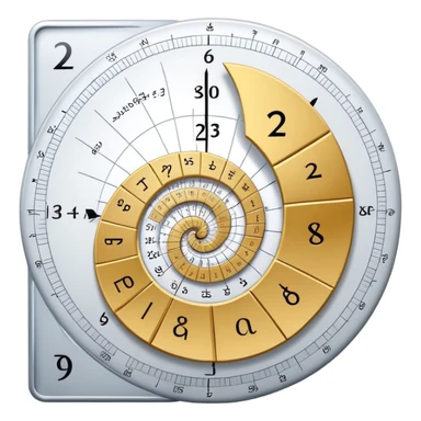 An icon featuring the golden ratio spiral, accompanied by mathematical equations and symbols. The design includes geometric shapes, a calculator, and a compass, symbolizing the study of numbers, patterns, and mathematical principles. Transparent background highlights the beauty of mathematics. sticker