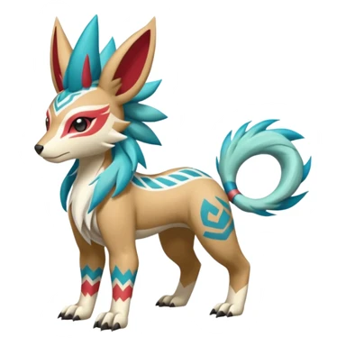  Tropical Tiny Marked Patterned Tribal WereGarurumon-Suicune-Linoone-Meloetta-Zangoose-fusion-hybrid-creature (full body) sticker
