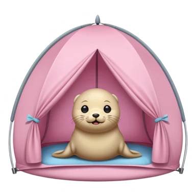 Seal in a light pink tent  sticker