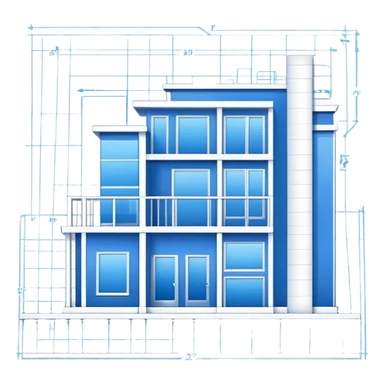 blue blueprint plan with crisp white architectural lines sticker