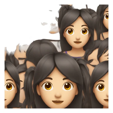 Asian girl with dark brown layered hair sticker