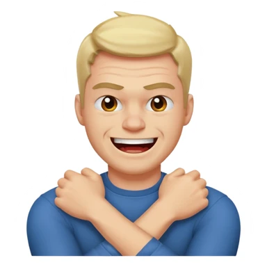 arms crossed around neck angry laughing guy sticker