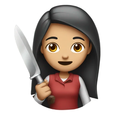 girl with a fake knife sticker