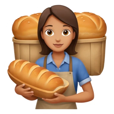 Shopper with bread loaf,Farmers’ Market, background bakery shop, market. sticker