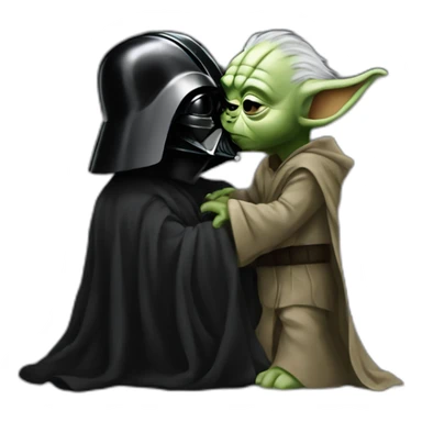 dark vador kissing yoda sticker