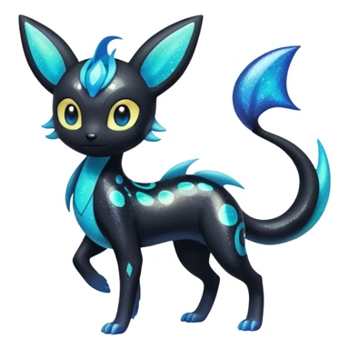 Bioluminescent Nigthly Glittery Shiny Starry Meloetta-Dewott-Salandit-Umbreon-Pokémon-Fakémon-fusion-hybrid-creature sticker