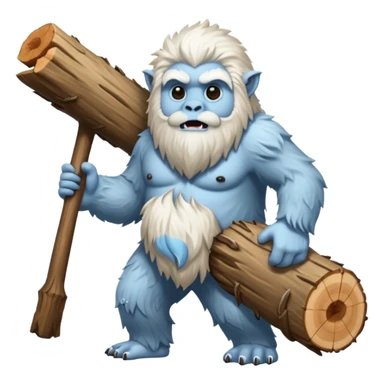 yeti, carrying a big wood sticker