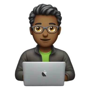 developer man working on macbook sticker