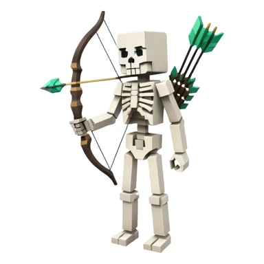Minecraft Skeleton full body with bow and arrow, white blocky character sticker