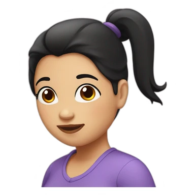 A fat woman with black hair, With a ponytail, Happy  sticker