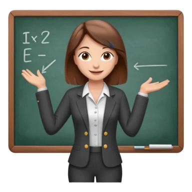 Happy instructor female brown hair whit board sticker