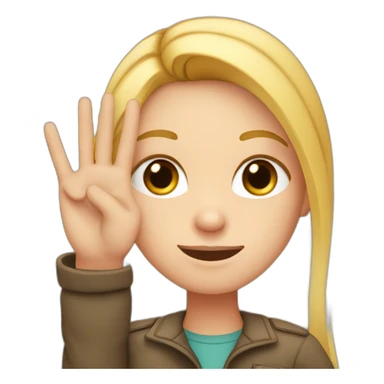 white girl showing three fingers on one hand sticker