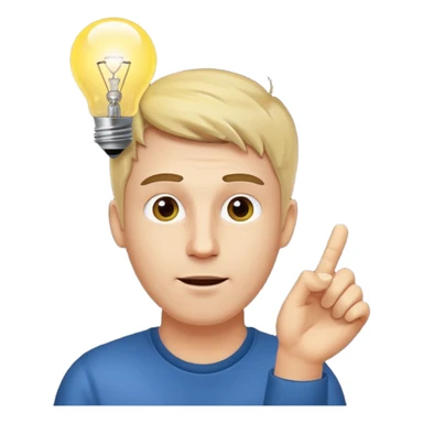 white man with light bulb over head, came up with idea sticker