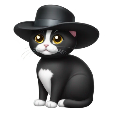 Tuxedo cat wearing a hat sticker