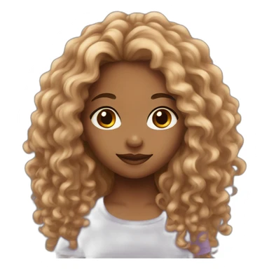 Mixed girl with very long hair curly brown cinnamon with brown eyes  sticker