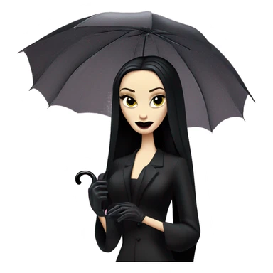 Teen Morticia Addams at a rainy funeral holding umbrella. funeral veil,gloves, holding small clutch.Palm Beach Honey Barbie  sticker