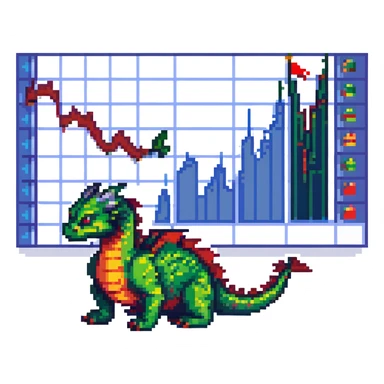 A dragon looking at Moscow stock exchange charts sticker