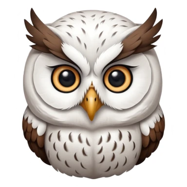 white olw, 45 degree rotate head, questionning sticker