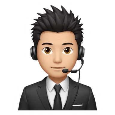 asian man headset suit face only spikey hair in front dark hair  sticker