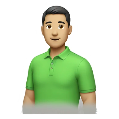Chinese guy wearing apple green polo shirt sticker