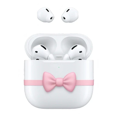 white apple airpods max with baby pink bows sticker