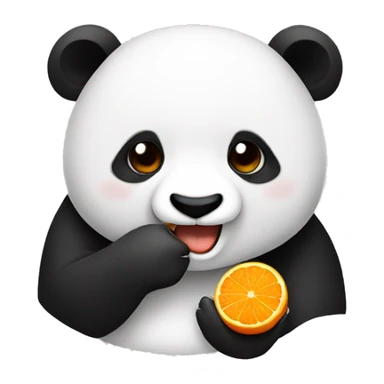 Panda eating orange sticker