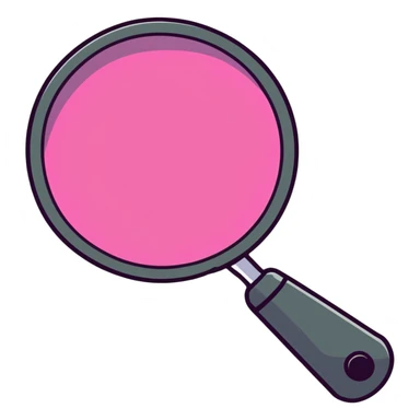 magnifying glass, transparent glass with bright pink gradient from #FF335F to #FF99AA, highlights, minimalistic sticker
