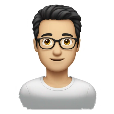 man in glasses black hair, white skin, european sticker