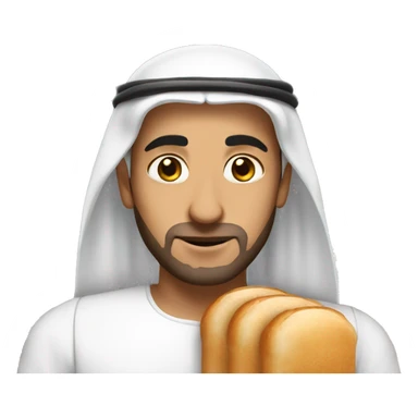 arab guy with a white turbant and bread, also add some towers at the background sticker