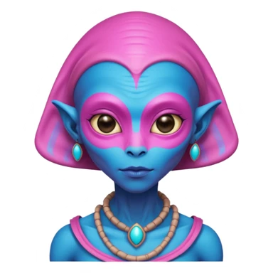 alien living in desert, dressed like a desert alien, pink/blue colorful, accessories, just face  sticker
