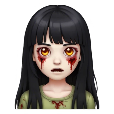 zombie emoji of a girl with black long hair and bangs sticker