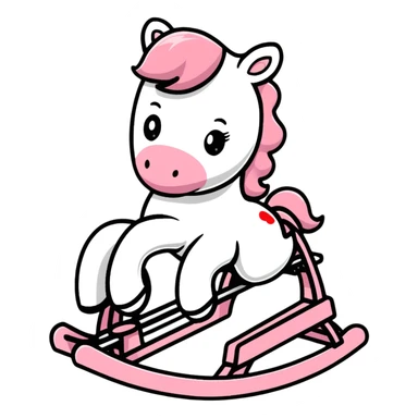 Pink toy rocking horse sticker