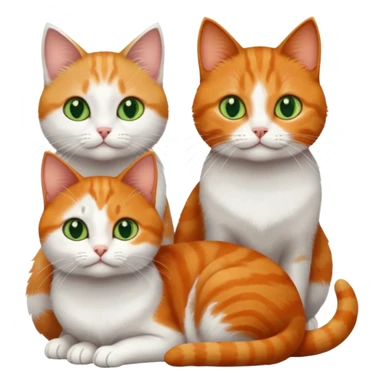 3 tiny different coloured short haired cats including a dark grey and white cat with green eyes, a ginger and white with orange eyes and a brown tabby and white with hazel eyes sticker