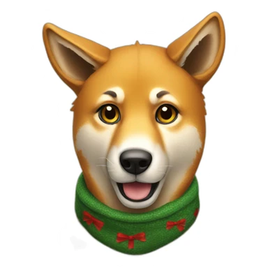 A dingo dressed wearing a Christmas scarf sticker