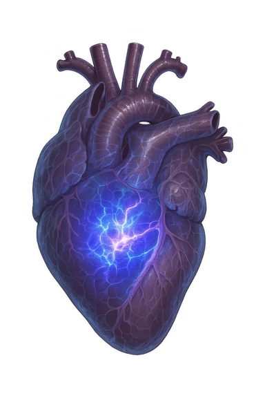 heart with a glowing plasma core sticker