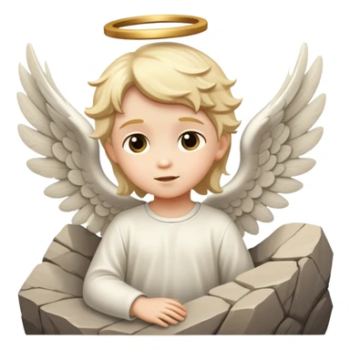kid angel in stone flying sticker