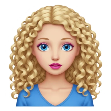 açık tenli  uzun kıvırcık sarı saçlı mavi gözlü   dudak rengi pembe yetişkin kadın sadece yüz emojisi sticker