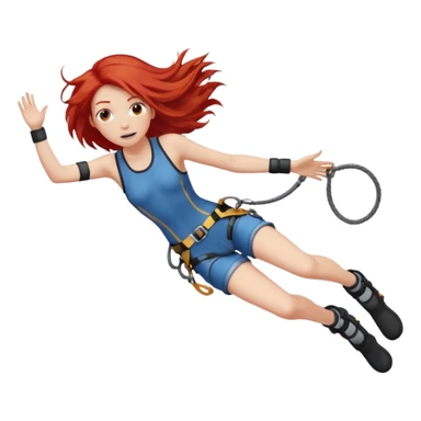 bungee jumping face only with hair flying red long hair sticker